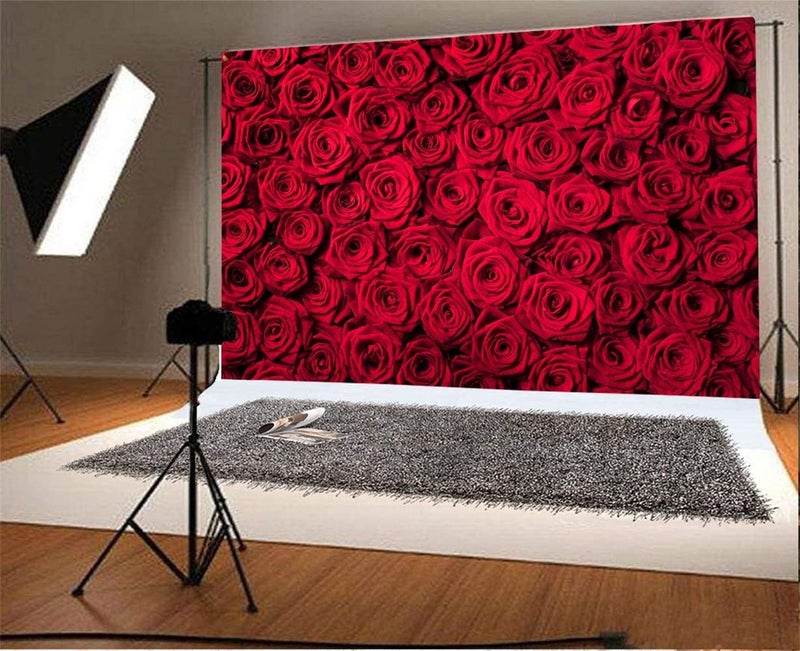 Laeacco 10x8ft Red Rose Backdrop Flowers Rose Wall Background Valentines Day Backdrop Wedding Photo Booth Girls Birthday Decoration Bridal Shower Party Banner Lovers Portraits Video Props Wallpaper - Image 4
